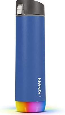 Hidrate Spark PRO Smart Water Bottle - Tracks Water Intake & Glows to Remind You to Stay Hydrated - Chug Lid, Steel, 21 oz, Deep Blue