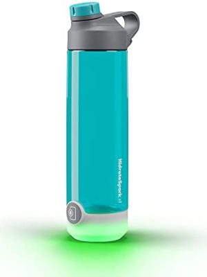 Hidrate Spark TAP Smart Water Bottle, Tritan Plastic, Tap to Track Water Intake & Glows to Remind You to Stay Hydrated - Chug Lid - Scuba - 24 Oz