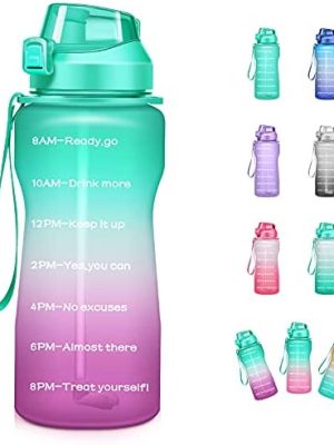 4AMinLA Motivational Water Bottle 64/100oz Half Gallon Jug with Straw and Time Marker Large Capacity Leakproof BPA Free Fitness Sports Water Bottle